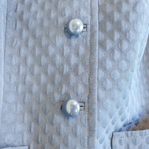 Talbots Blue Polka Dot Textured Cropped Jacket Plus Size 14WP Career Office - Picture 4 of 9